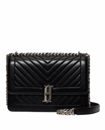 J.ESTINA JOELLE QUILTING MD CHAIN SHOULDER BAG BK